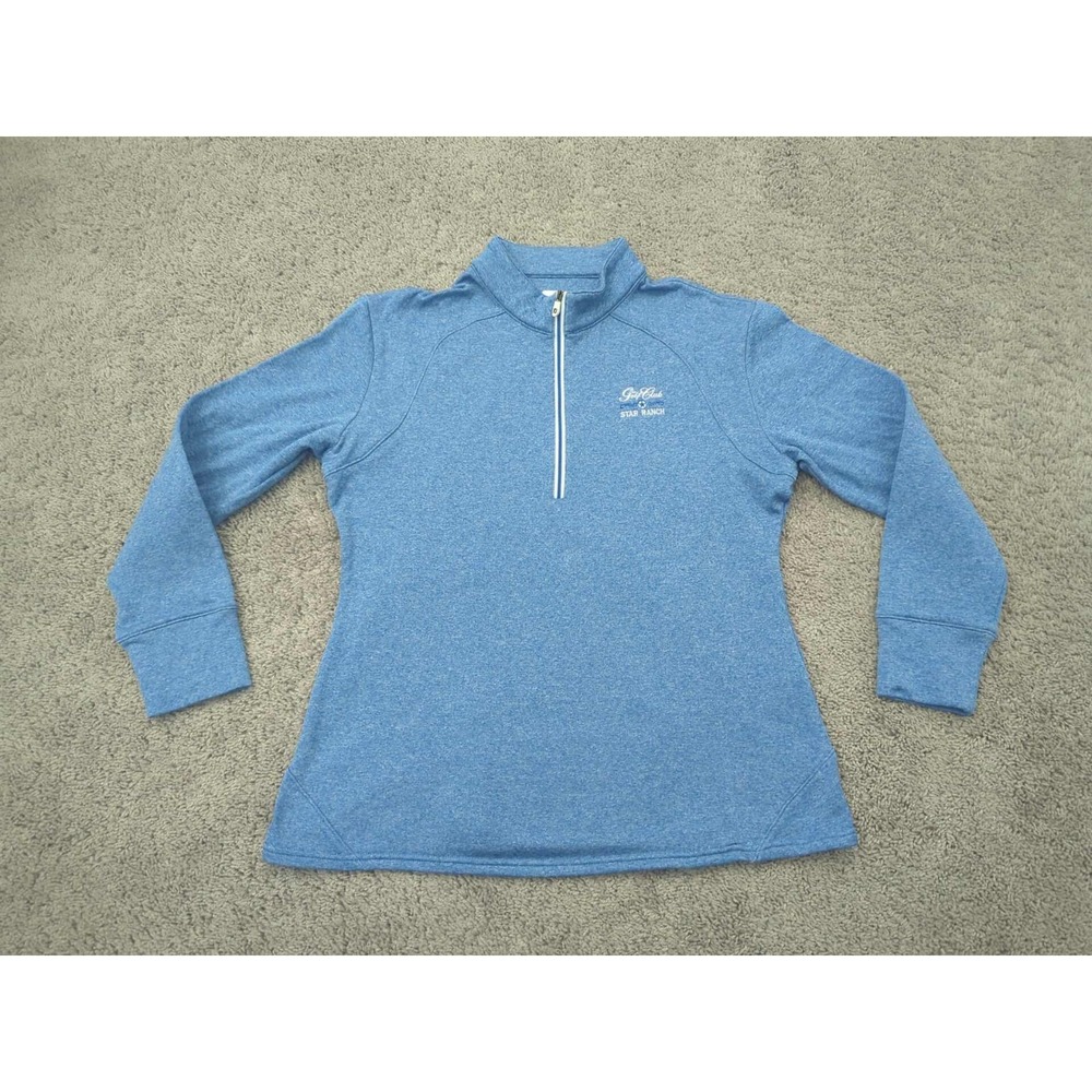 FJ Footjoy Sweater Womens Large Blue Pullover 1/4 Zip The Golf Club Star Ranch
